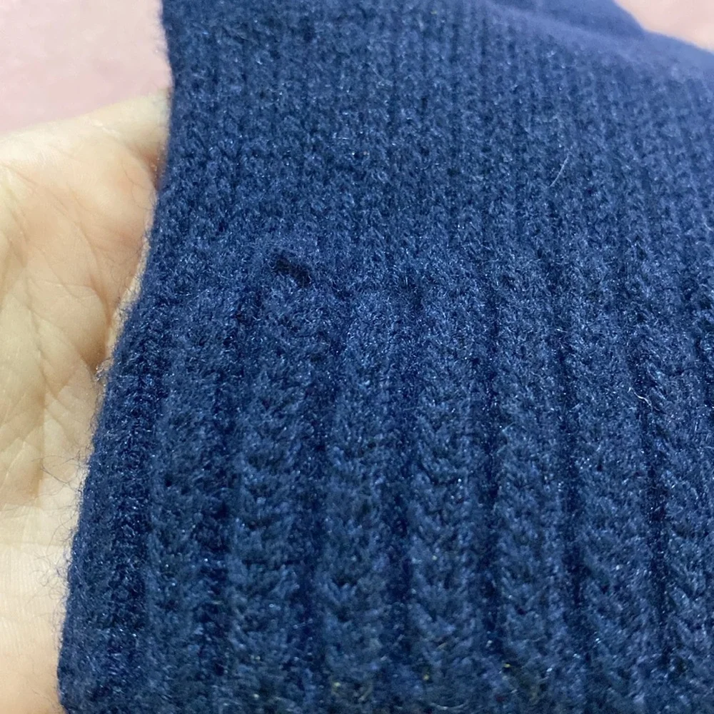 NEW ALPACA & Cashmere Blend Touch Screen Winter Gloves Knit Navy Blue Stretch